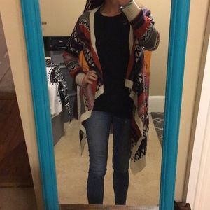 oversized aztec print open sweater s/m